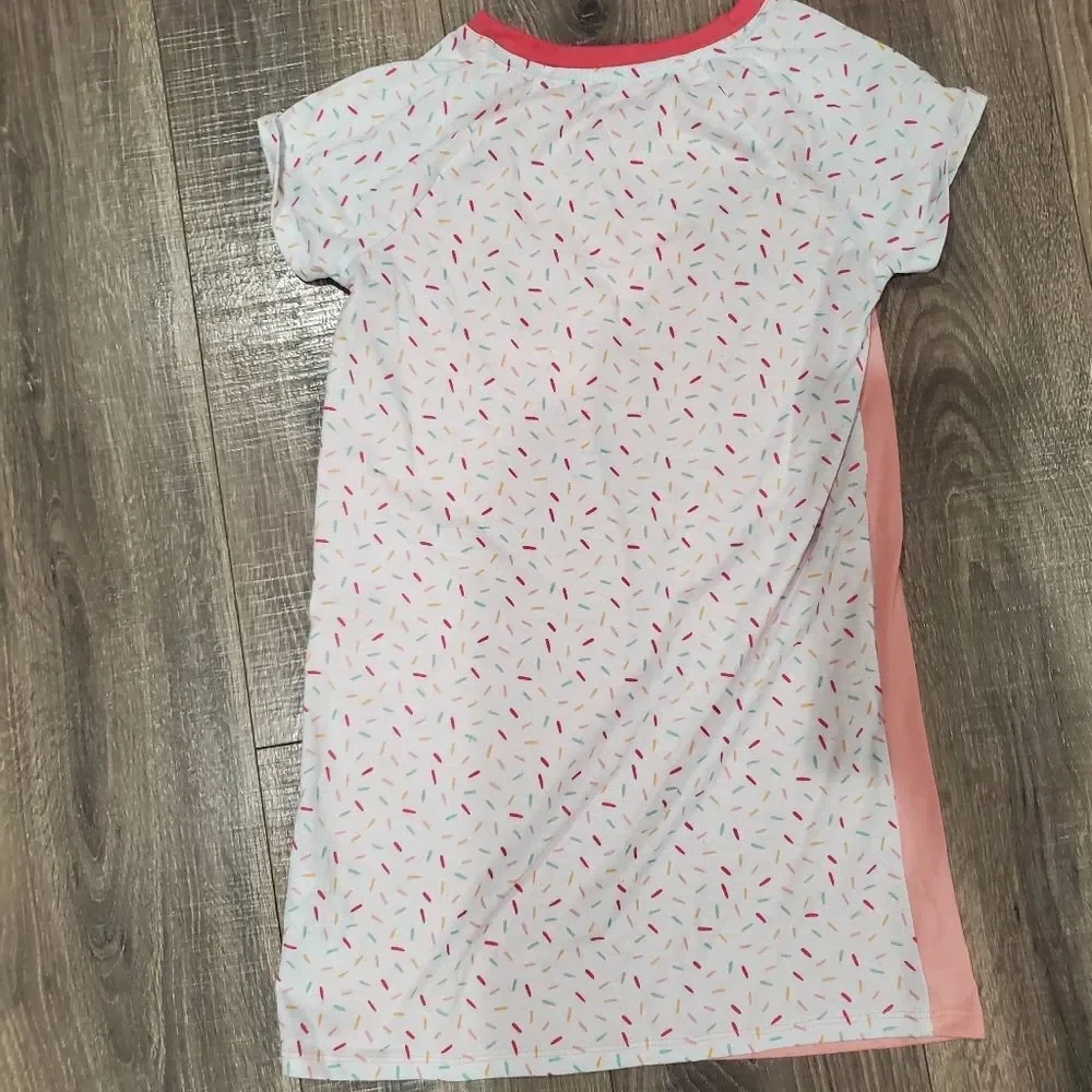 Girl Pajama Set Size 7-8 Cat & Jack Pink Dress & Justice Pink Llama Pajama Shirt